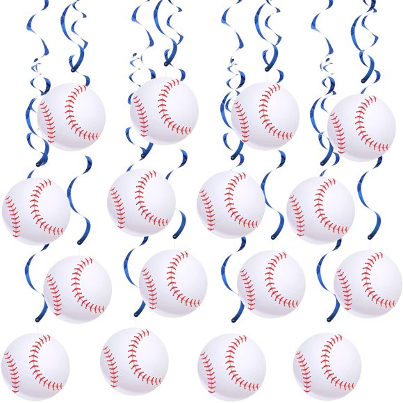 Tourbillons de Baseball Pack de Fête - 24 Pcs de Décorations Suspendues de 7,9 Pouces pour Fans de Baseball Boîte de Nuit Décoration d'Anniversaire à Thème et Célébrations du Jour de Match