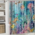 thumbnail image 6 of Orinice Colorful Ocean Seaworld Shower Curtain for Bathroom Set, Underwater Marine Life Jellyfish Turtle Octopus Coral Bathtub Curtains Decor, Waterproof Polyester Durable with 12 Hooks,  69x72, 6 of 7