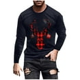 thumbnail image 2 of Zylanna Men's Long Sleeve T-Shirts, Crew Neck Activewear Loose Christmas Print Casual Tops for Men Navy, 2 of 5