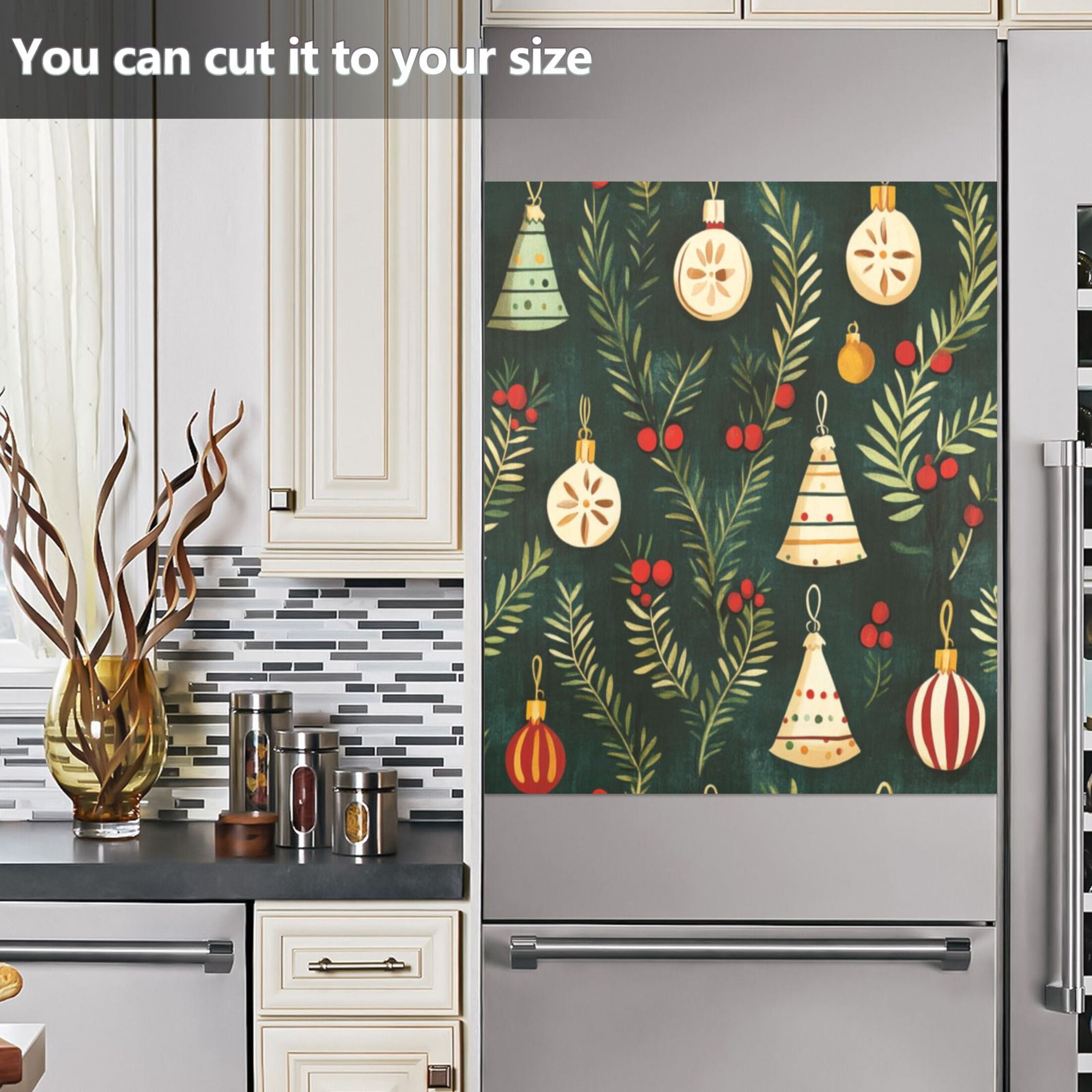 Dishwasher Magnetic Sticker 23x26 Inch Refrigerator Magnetic Sticker Washing Machine Magnetic Sticker Kitchen Panel Magnetic Sticker Home Decor Cute Christmas Decorations