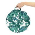 thumbnail image 2 of Botanical Round Floor Cushion with Handle, Rhythmic Art Deco Style Curvy Flowers Ivy Look Leaves Blossom Beauty, Pillow for Living Room & Dorms, 18" Round, Sea Blue and Jade Green, by Ambesonne, 2 of 4