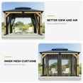 thumbnail image 4 of Auhilence 10x12 FT Cedar Wood Gazebo with Nettings, Hardtop Gazebo with Galvanized Steel Double Roof, 4 of 9