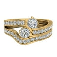 thumbnail image 3 of 0.90 CT Two-Stone Ring Accent Diamond Wedding Set 14K Gold (H,SI1), 3 of 4