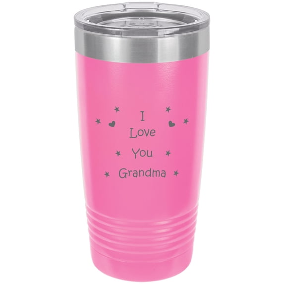 I Love you Grandma! Stainless Steel Engraved Insulated Tumbler 20 Oz Travel Coffee Mug, Pink