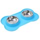 thumbnail image 1 of Tazón para mascotas de silicona con diseño óseo, tamaño pequeño, color azul, base antideslizante y acero inoxidable, ideal para perros y gatos., 1 of 7