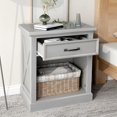 thumbnail image 3 of Home Adores Jeralyn Wooden Nightstand with Drawers, Shelf Grey 27.4''L*15.9''W*27.95''H, 3 of 5