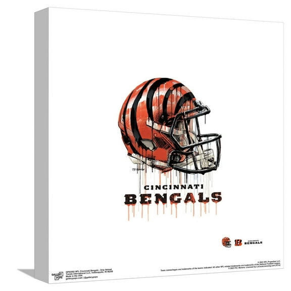 Gallery Pops NFL Cincinnati Bengals - Drip Helmet Canvas Wall Art, Unframed Version, 12" x 12"