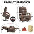 thumbnail image 2 of Newest Power Brown Chenille Lift Recliner Chair Dual Motor Infinite Position Up to 350 LBS with Solid Wood Armrests, Heat Massage , Heavy Duty Motion Mechanism, 2 of 9