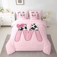 thumbnail image 2 of Erosebridal Initial Monogrammed Bedding Sets Twin Size,Bowknot Cow Print Comforter Sets with Sheets,Breathable Reversible Bed in a Bag Twin size,Kawaii Room Decorative,7pcs, 2 of 6
