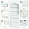 thumbnail image 4 of GZXS White Pantry Cabinet with 5 Drawers, Adjustable Shelves, and Faux Marble Top, Freestanding Kitchen & Dining Storage Hutch, 28.7"L x 17.5"W x 83.7"H, 4 of 8