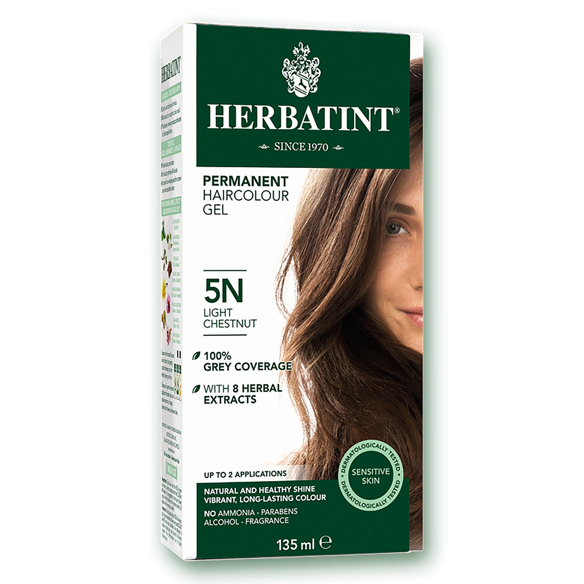 Herbatint Natural Permanent Herbal Hair Colour Gel 5N Light Chestnut 135mL  - Without ammonia and paraben. Suitable for Vegans | Walmart Canada