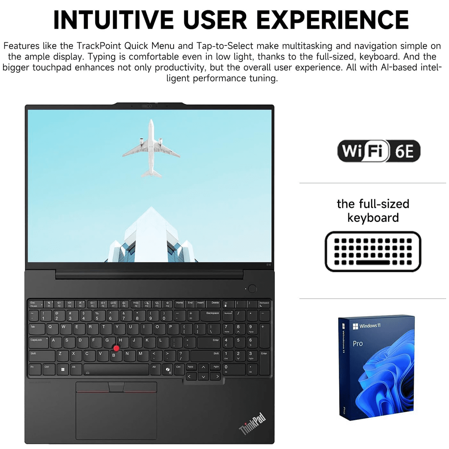 Lenovo ThinkPad E16 Business Laptop, 16" FHD+ Touchscreen, AMD Ryzen 5 7535U, 32GB DDR5, 1TB SSD, Windows 11 Pro