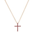 thumbnail image 1 of Dazzlingrock Collection Round Ruby Simple Religious Cross Pendant for Women with 18 Inch Gold Chain (Color Red, Clarity Highly Included) in 10K Rose Gold, 1 of 1