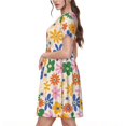 thumbnail image 2 of Disketp Groovy Daisy Flowers para Vestido de Manga Corta para Mujeres, Vestidos de Verano para Mujeres, Casual y Holgado para la Playa, 2 of 6