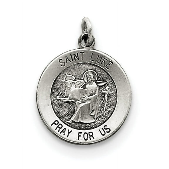 FJC Finejewelers Sterling Silver Antiqued Saint Luke Medal Pendant Necklace - Chain Included