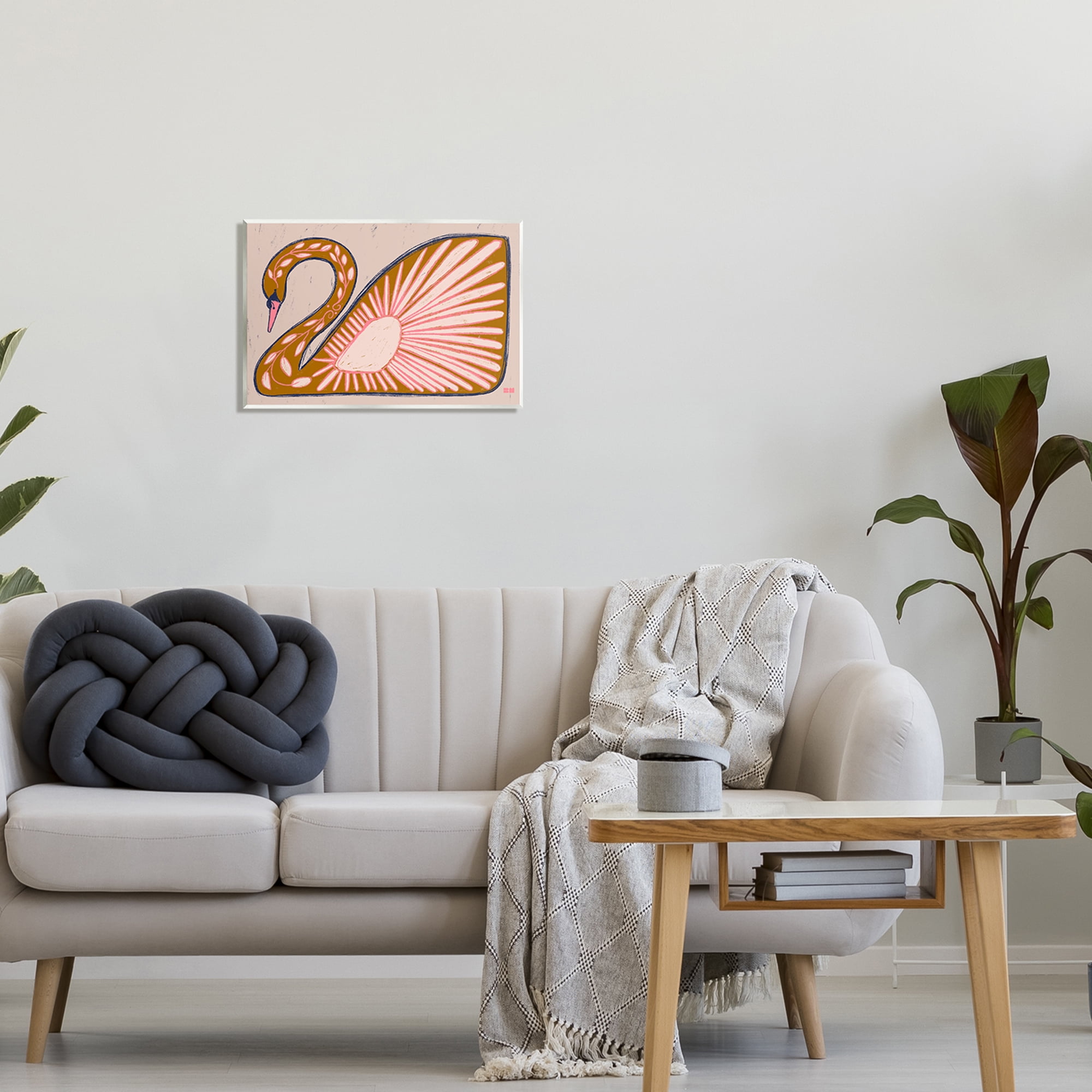 Stupell Industries Boho Patterned Swan Animals & Insects Painting Unframed Art Print Wall Art, 19 x 13