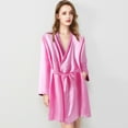 thumbnail image 5 of Womens Soft Pajama Clearance- Solid Color Bathrobes Sexy Silk Satin Plus Size Robe Sleepwear Pink Size 2XL, 5 of 9