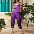thumbnail image 5 of Halloween Jumpsuits for Women Spaghetti Strap Overalls Print Loose Sleeveless Linen Romper, 5 of 7