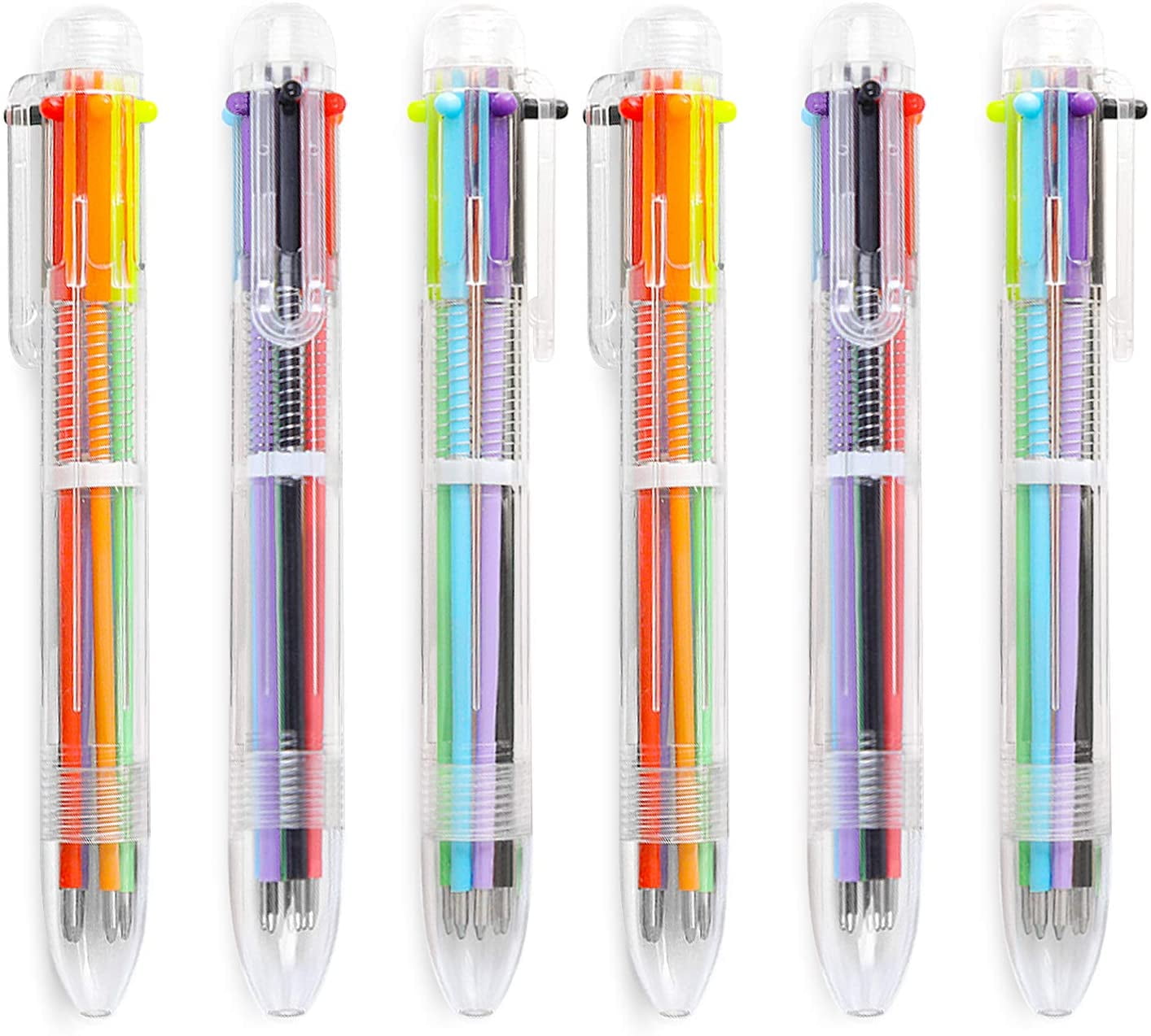 Pinkgarden Lot de 6 stylos à bille rétractables multicolores, 10 en 1