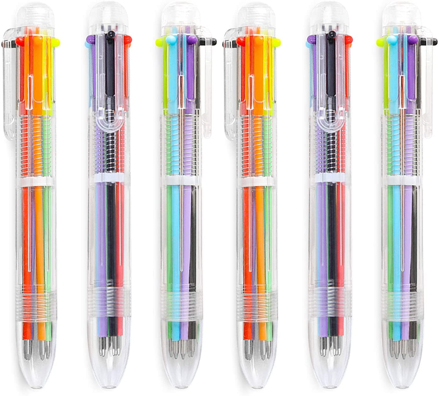 Novelty Multicolor Ballpoint Pen, Multifunction 6 in1 Colorful Ballpoint Pen