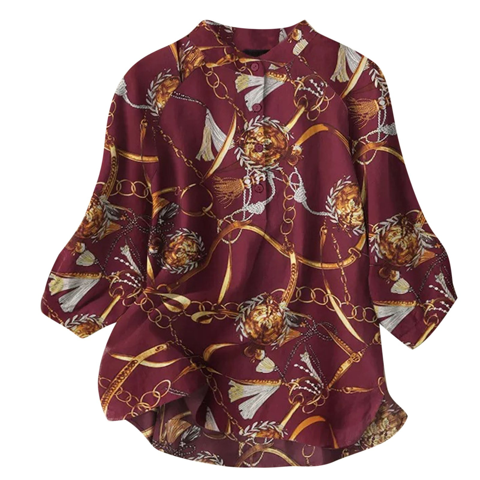 Yourumao Women Clearance Tops Floral Print Relaxed Fit Blouse for Teen Girls Summer Fall Long 3/