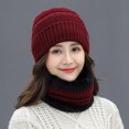 thumbnail image 4 of D-GROEE 2Pcs/Set Winter Beanie Hat Scarf Set Plush Lined Warm Knit Skull Cap and Scarf for Men Women, 4 of 8