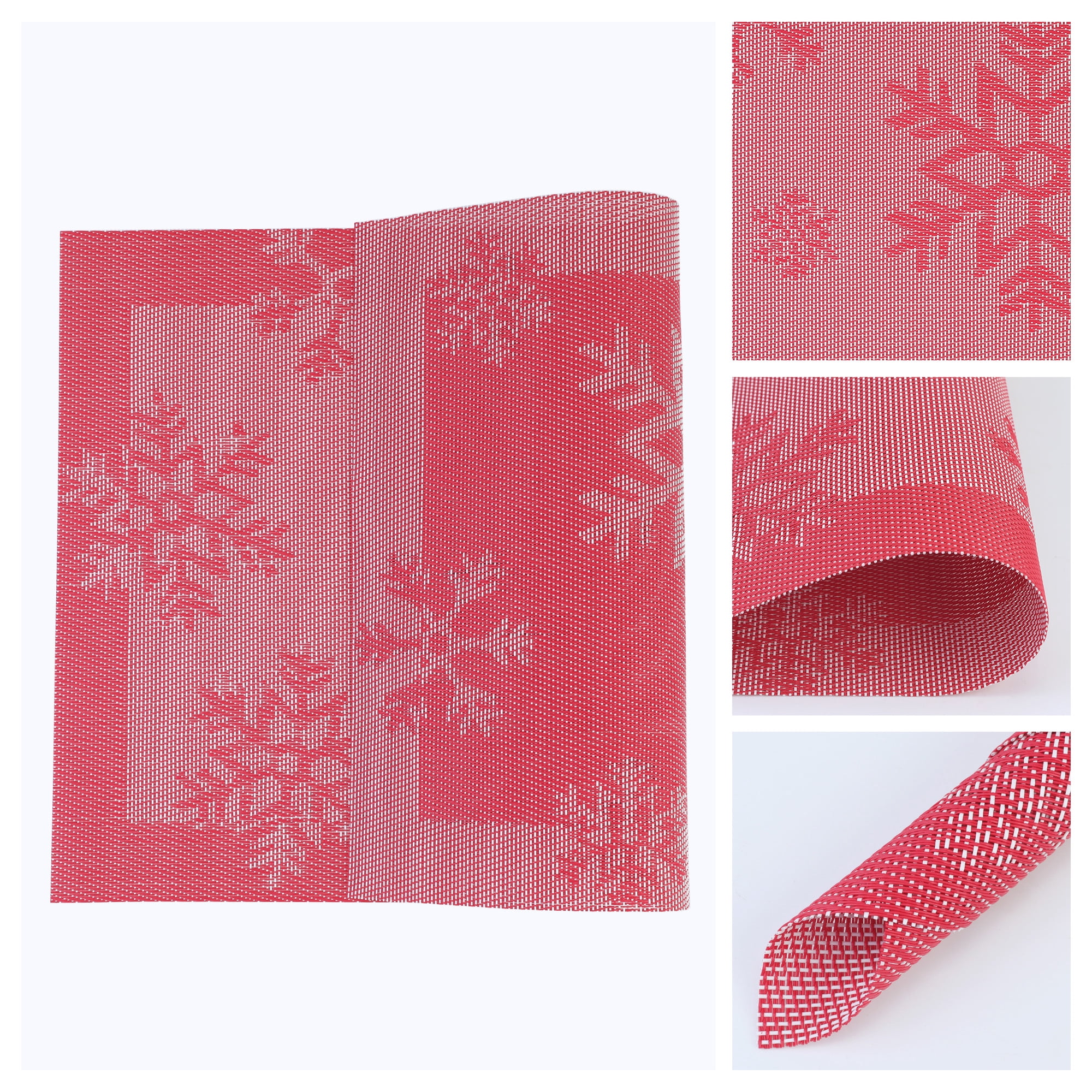 Unique Bargains 6Pcs Plastic Placemats Table Mats Red 17.7" x 11.8"