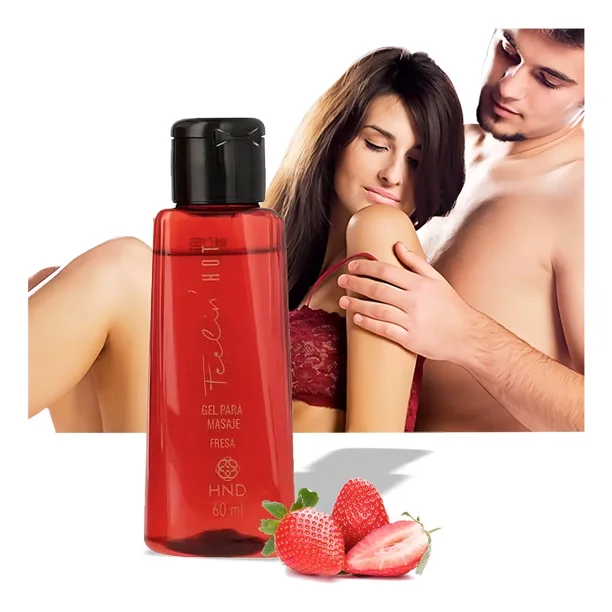 Gel para Masaje Feelin' Hot Hinode Aroma Fresa Sensación Cálida