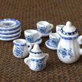 thumbnail image 1 of Porcelain Tea Cup Set, 15Pcs Kitchen Mini  Miniature Porcelain Set 1:12 Dollhouse Porcelain Flower Tea Cup Set Decor Collection, 1 of 8