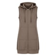 thumbnail image 4 of Turilly Women's Mid-Length Hooded Sleeveless Waistcoat Full Zip Casual Vest with Pockets Longline Outerwear Jacket for Fall Daily Outings, 4 of 6