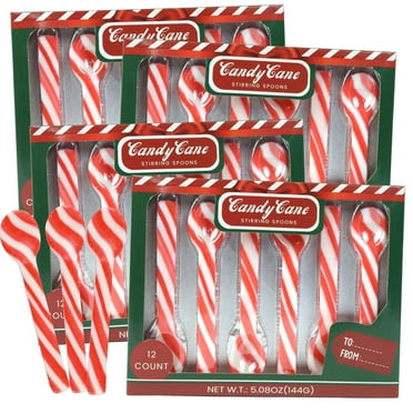 Candy Cane Edible Spoons, Christmas Party Candy, 48 Count, 5.08 Ounces per Box, Pack of 4