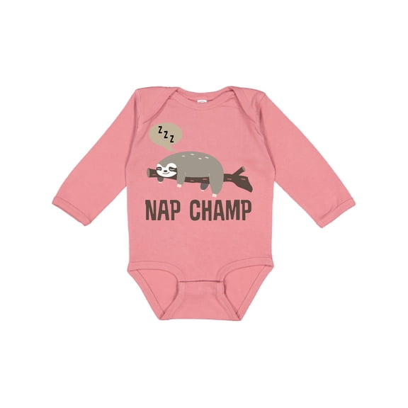 Inktastic Sloth Nap Champ New Baby Boys or Girls Long Sleeve Baby Bodysuit