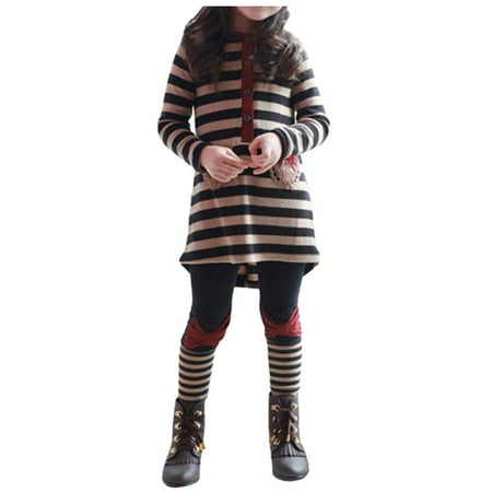 

Shpwfbe Kids Children Girl S Printed Stripe Top+Pants Xmas O-Neck Long Sleeves Pajamas Things For Teen Girls Gifts For Boys And Girls