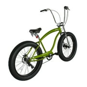 Tracer Avalon GT7 26 Beach Cruiser Bike, Hi-Ten Steel Frame, Matte Green, 7 Speed, Disc Brake, for Men