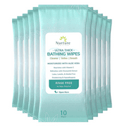 Ultra Thick Rinse Free No Shower Bathing Wipes (12 pack) | 120 Extra Large Adult Sponge Bath Wash Cloth Wipes - Latex, Lanolin and Alcohol Free - 12 Packs of 10 Cleansing Body Bath Wipes…