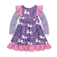thumbnail image 2 of Millie Loves Lily Girls' Purple Darling Unicorn Long Sleeve Dress, Size 10, 2 of 2