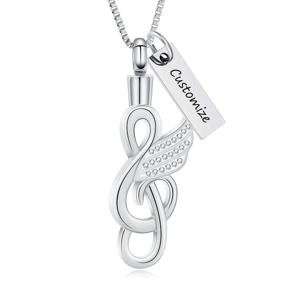 Cremation Jewelry Crystal Music Note Urn Necklace for Ashes with Angel Wings Ashes Necklace Urn Cremation Memorial Ashes Holder Keepsake Pendant Locket