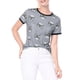 thumbnail image 5 of INSPIRE CHIC Camiseta de Manga Corta con Contraste de Gatos de Dibujos Animados para Mujeres, Estampado de Mascotas, Camiseta Ringer, Tops M Gris, 5 of 6
