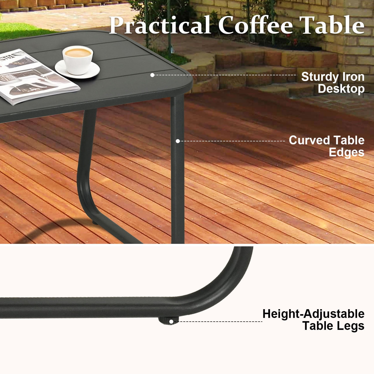4-Piece Patio Furniture Set, Outdoor Textilene Conversation Set with Rocking Chairs & Loveseat, with Coffee Table for Garden, Balcony, Poolside