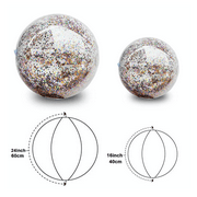 Clear Sports Beach Balls with Rainbow Sequin Glitter & Confetti - Summer Beach Pool Party Toy Volleyball Soccer Game & More 5 pcs