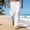 White, variant on Uwinwear Men's Loose Fit Linen Pants, Lightweight Drawstring Waist Casual Summer Beach Yoga Trousers Khaki S