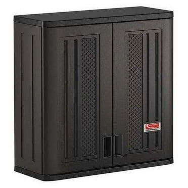Suncast Commercial Grade Resin 1-Shelf Wall Storage Cabinet for Garage or Shed, Black
