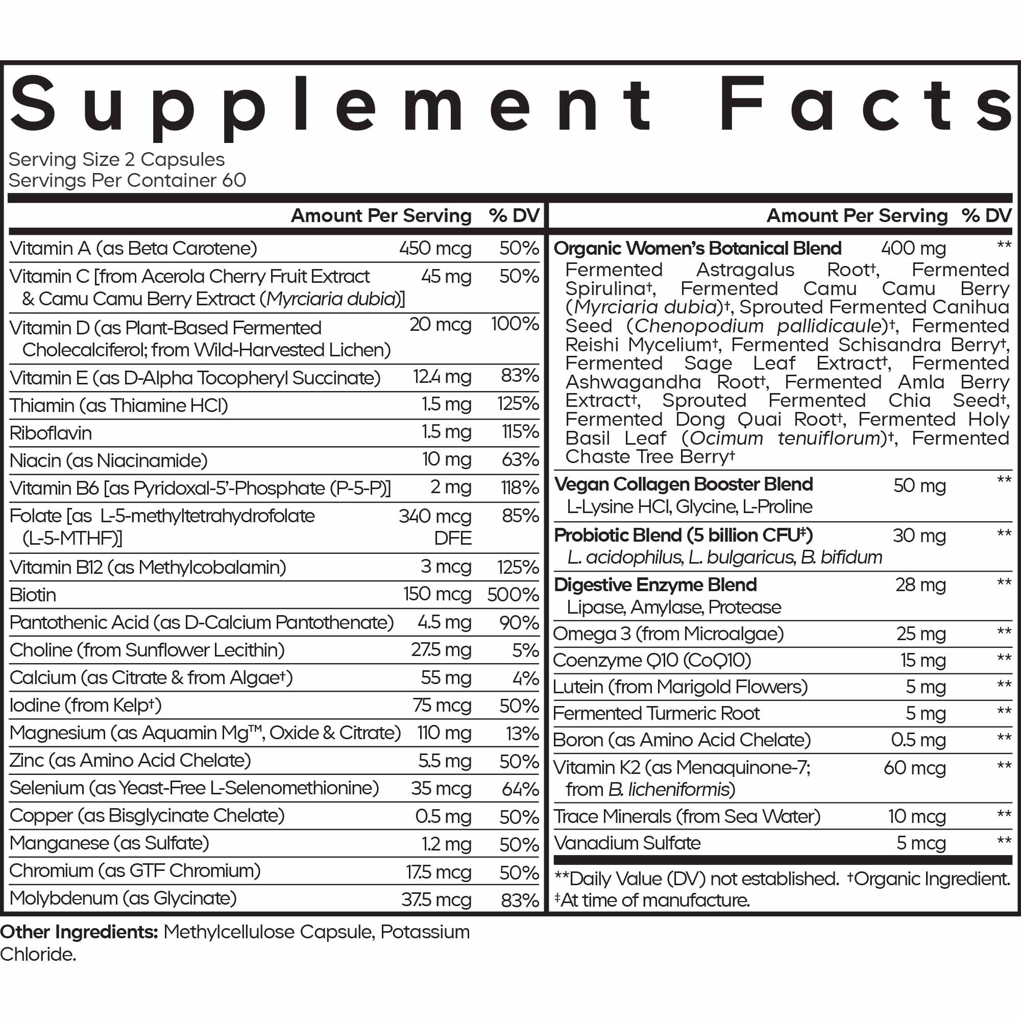 Codeage Women's Fermented Multivitamin, 25+ Daily Vitamins, Vegan & Organic Whole Foods, Probiotics, 120 ct