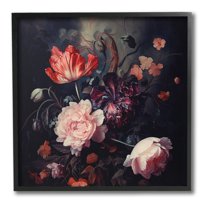 Stupell Industries Dark Elegant Flowers Botanical & Floral Photography Black Framed Art Print Wall Art, 12 x 12