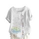 thumbnail image 1 of Túnica de Manga Corta Tops para las Mujeres Océano Pescado Impreso Blusa, Ropa Casual Ver Botón Arriba Camiseta, 1 of 4