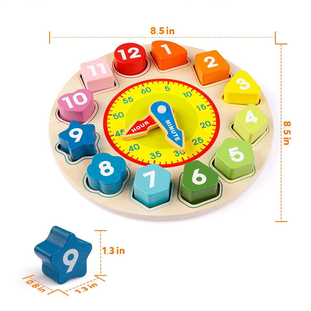 Wooden Magnetic Fishing Game with 2 Poles Coogam Wooden Shape Color Sorting Clock