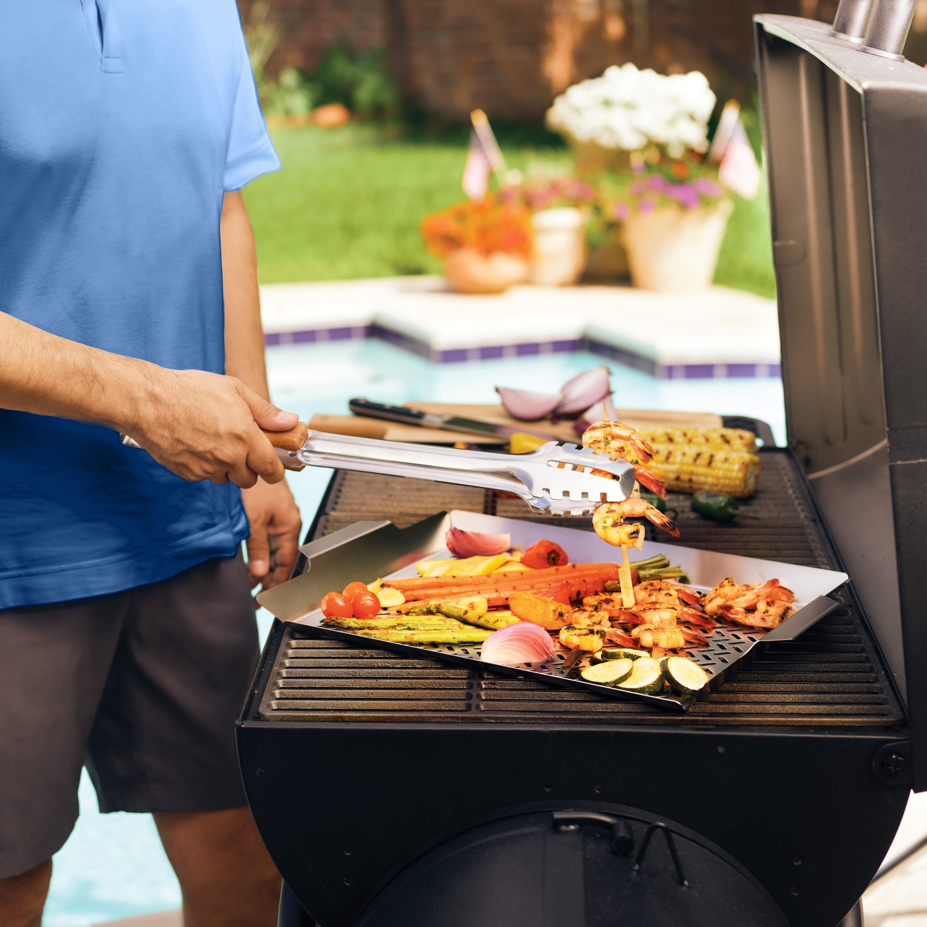 Tramontina Churrasco BBQ Large Stainless Steel Perforated Outdoor Grill Pan with Side Handles, BBQ Roasting Pan, Dishwasher-Safe