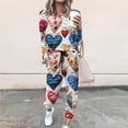 thumbnail image 2 of lcziwo Plus Size Sweater Sets Women 2 Piece Lounge Sets Round Neck Long Sleeve Shirts Matching Drawstring Sweatpants with Pockets Sets Valentine's Day Love Heart Print Tracksuits,Multicolor,XXXL, 2 of 5