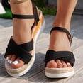 thumbnail image 2 of Rokment Womens Linen Platform Wedge Dressy Sandals Ladies Beach Breathable Open Toe Ankle Strap Espadrilles Chunky High Heels Dress Summer Shoes for Bride Wedding Orange Size 8, 2 of 7