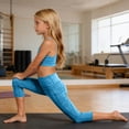 thumbnail image 5 of Girls Cropped Legging Pants High Waist Stretchy Yoga Leggings Casual Slim Base Layers Trousers with Pockets Light Blue 8-9 Years, 5 of 7